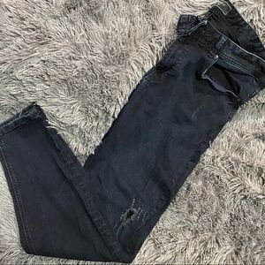 Forever 21 Men Dark Blue Distressed Jeans